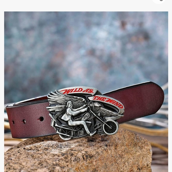 New biker motorcycle bike with wings wild as the wind belt buckle - Picture 2 of 3